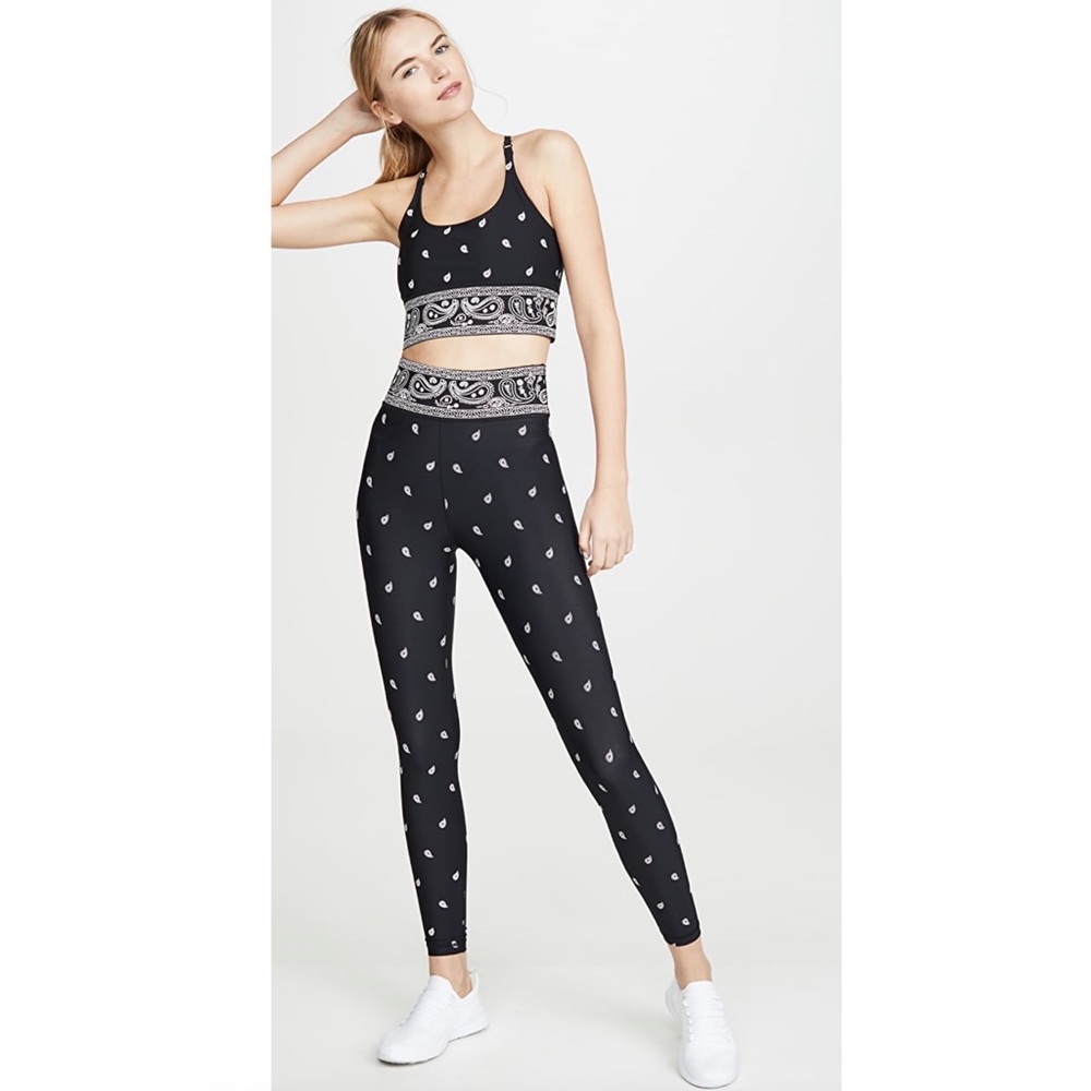 ADAM SELMAN SPORT black and white bandanna hi-rise leggings XS